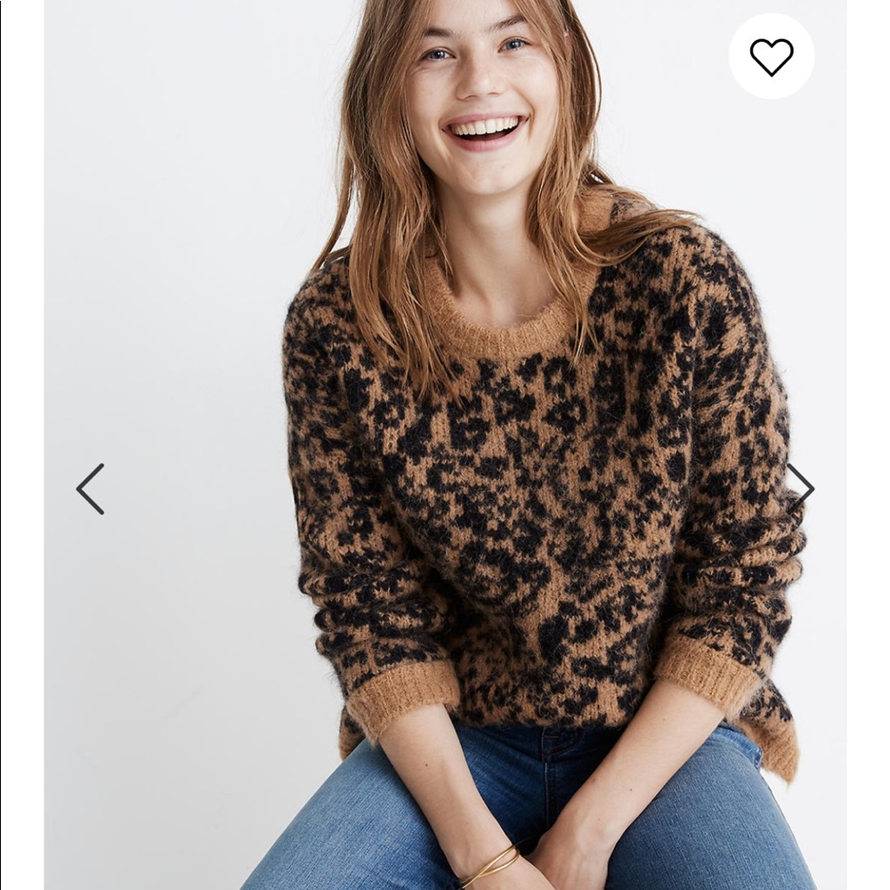 Madewell Crewneck Pullover Sweater in Leopard